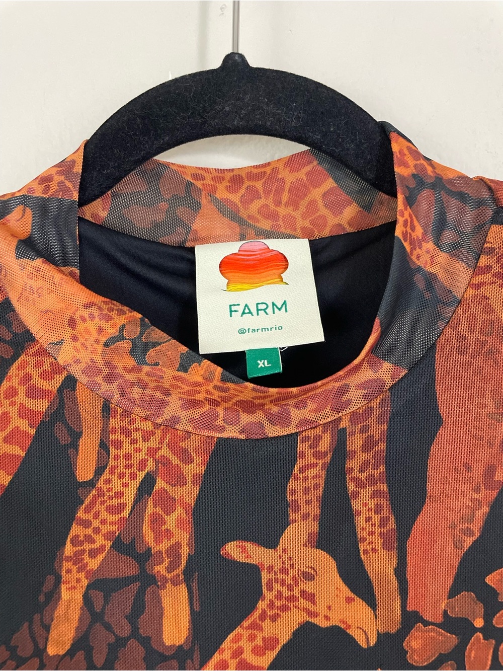 Farm Rio Giraffe Print Long Sleeve Tulle Blouse Size XL - Picture 5 of 12